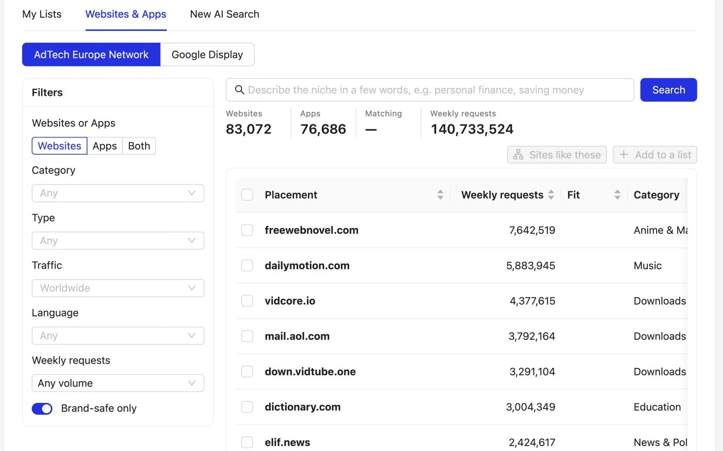 Whitelists: Build lists of sites and apps