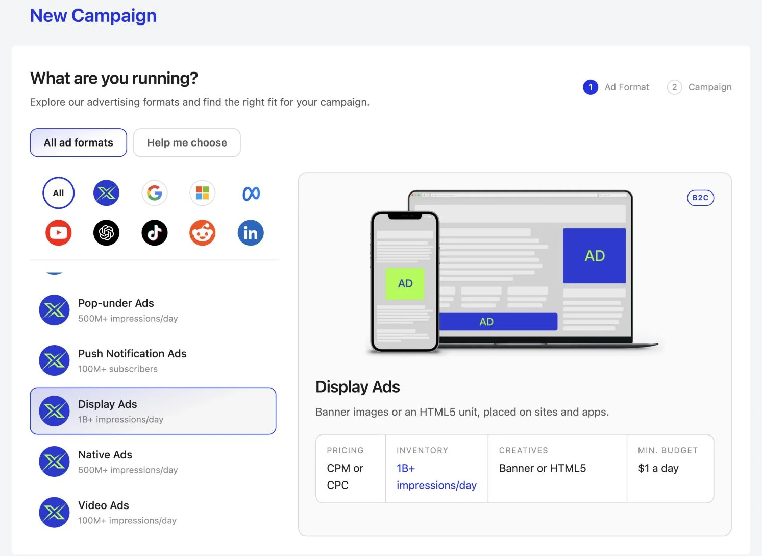 Programmatic Ad Server: Display, native, push, pop and video
