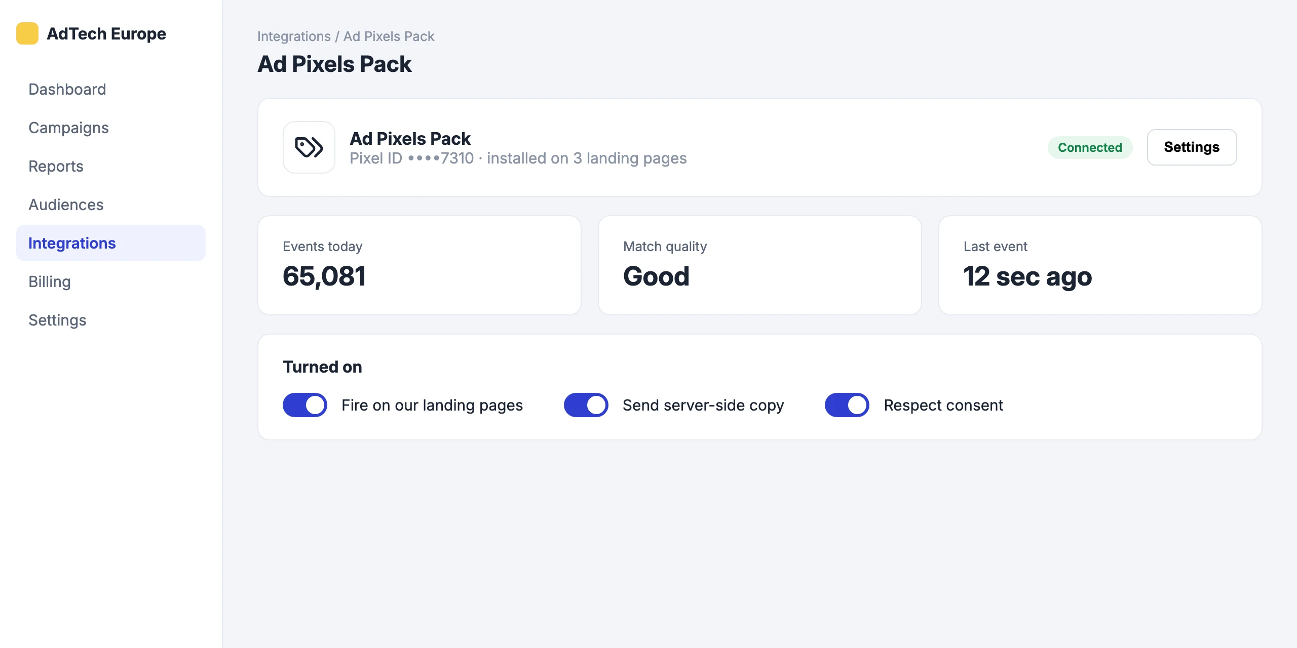 Ad Pixels Pack: Ad Pixels Pack installed without code