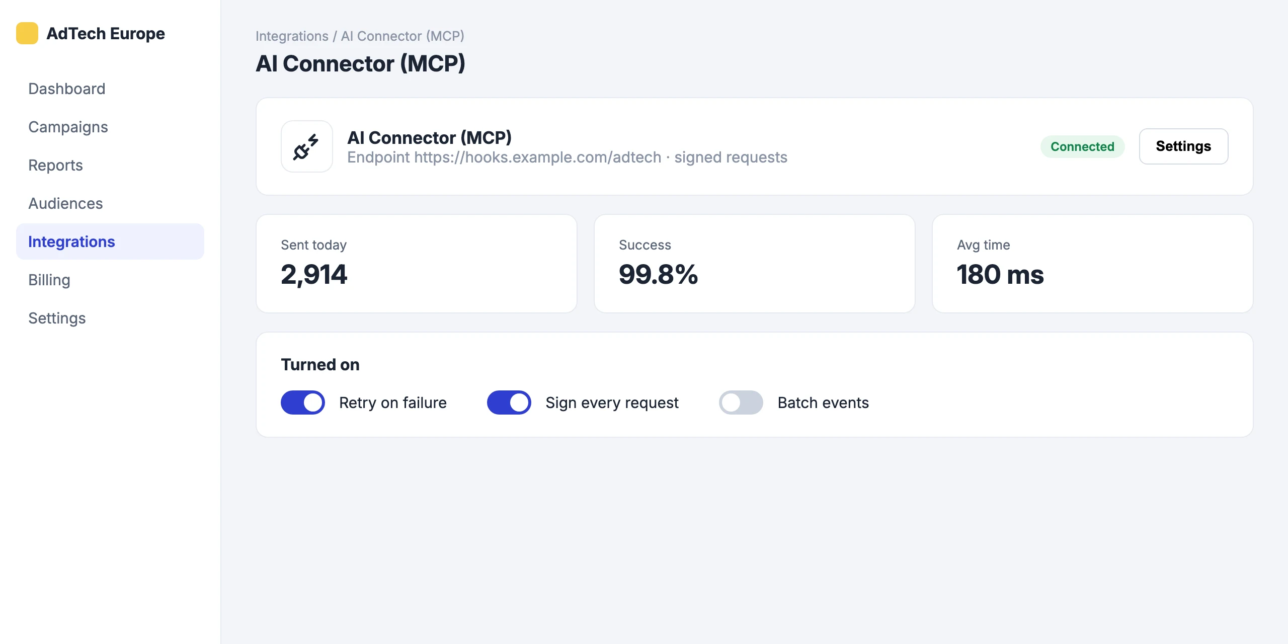 AI Connector (MCP): Connect AI Connector (MCP) to your account