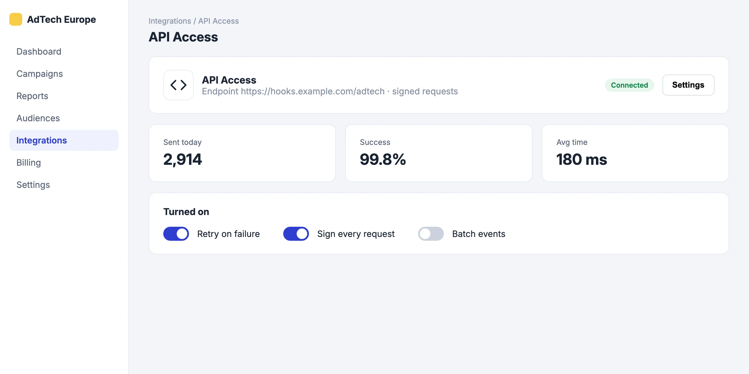 API Access: Connect API Access to your account