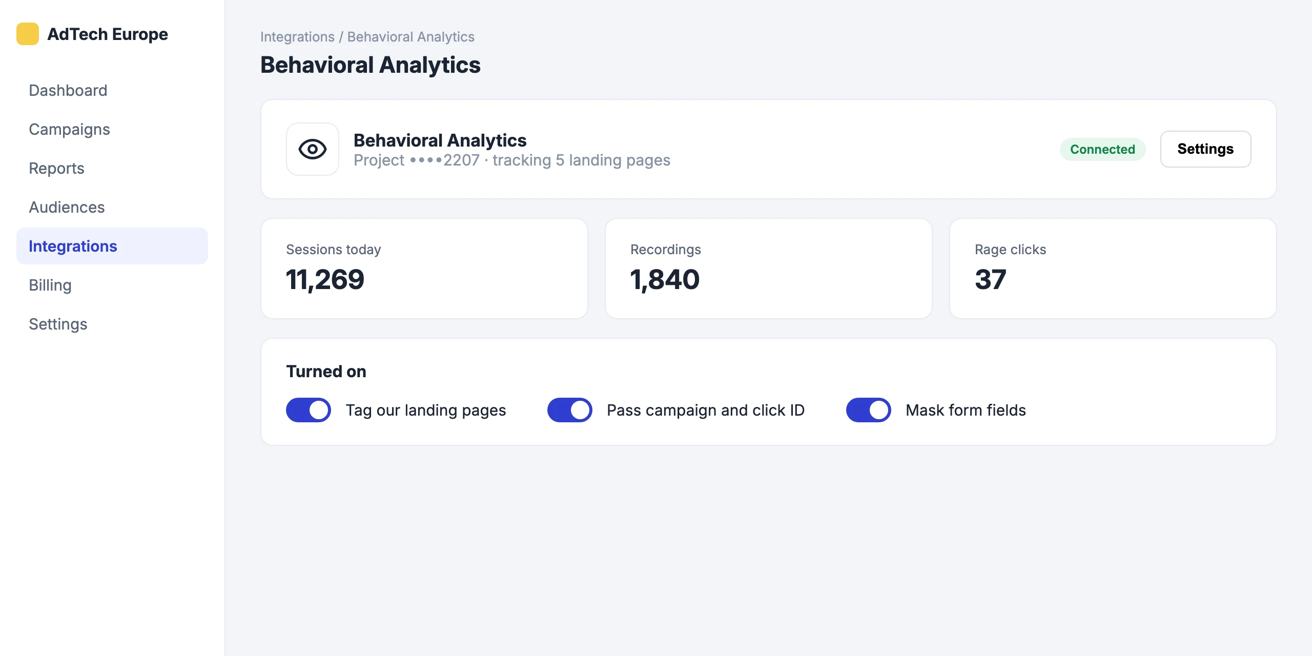 Behavioral Analytics: Behavioral Analytics on every landing page