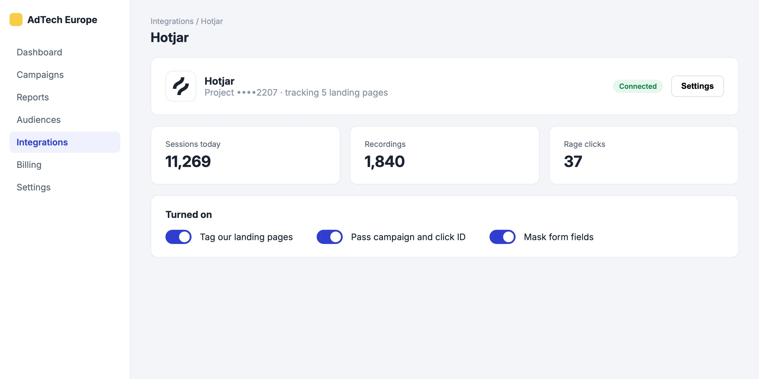 Hotjar: Hotjar on every landing page