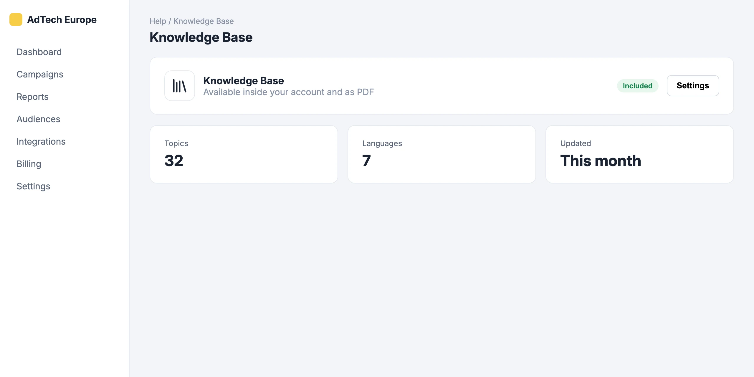 Knowledge Base: In every language we support