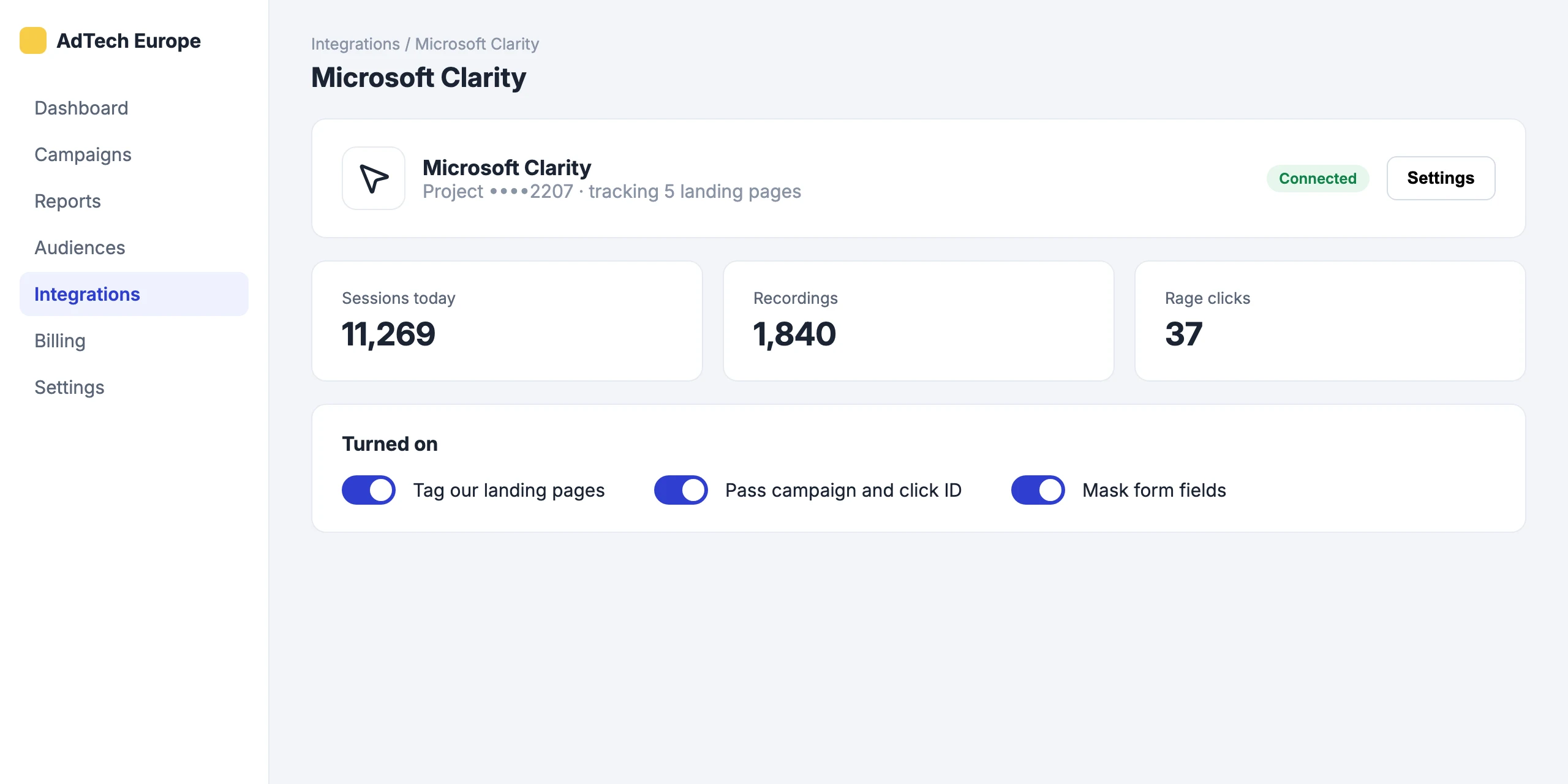 Microsoft Clarity: Microsoft Clarity on every landing page
