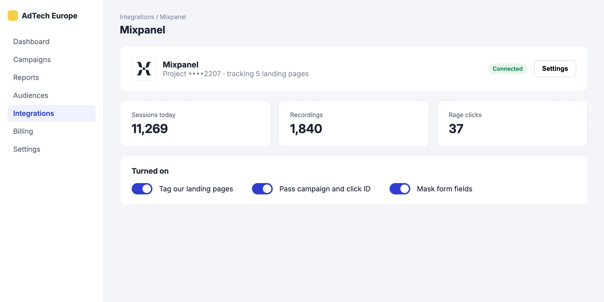 Mixpanel: Mixpanel on every landing page