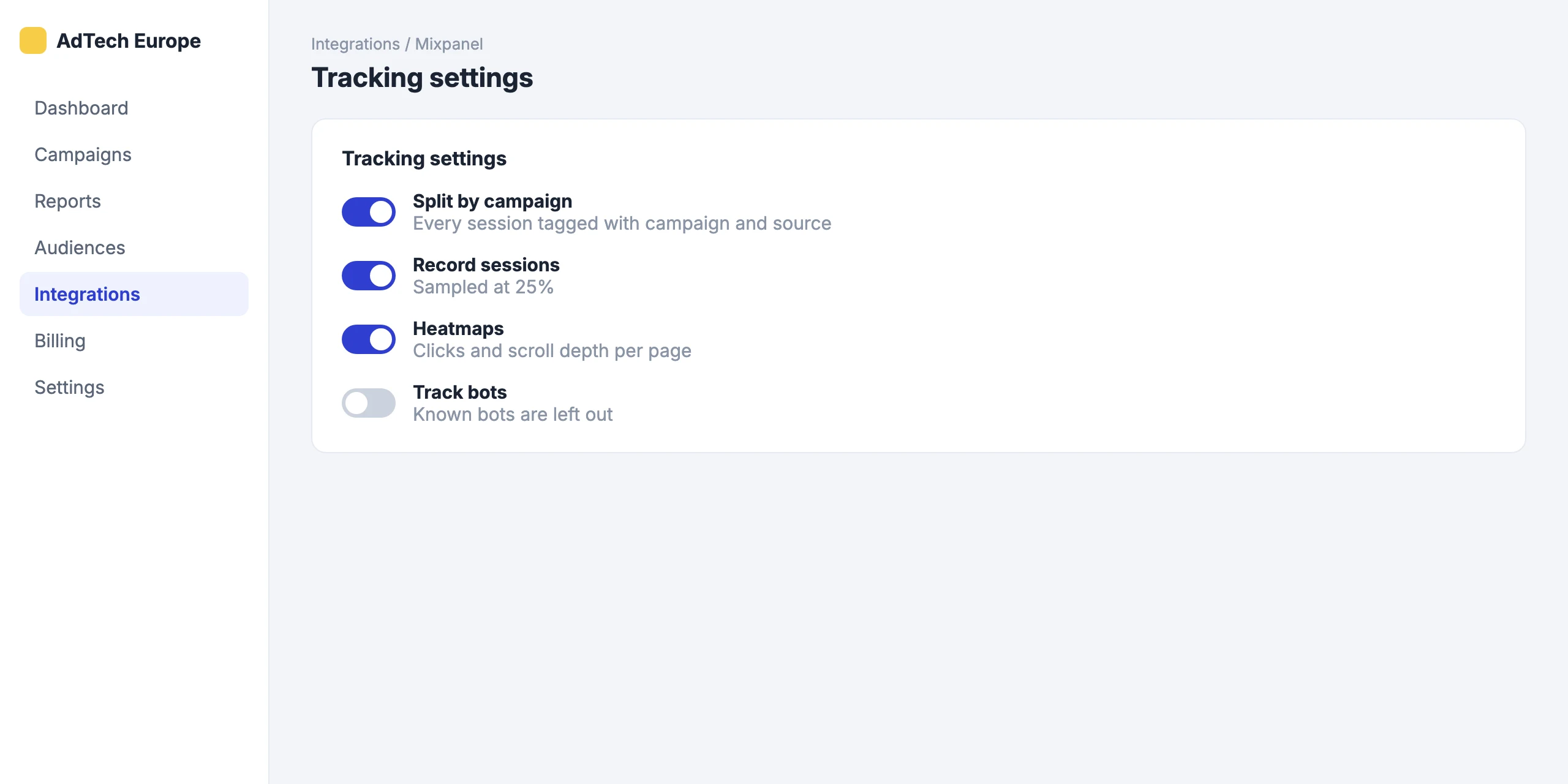 Mixpanel: Choose what is tracked