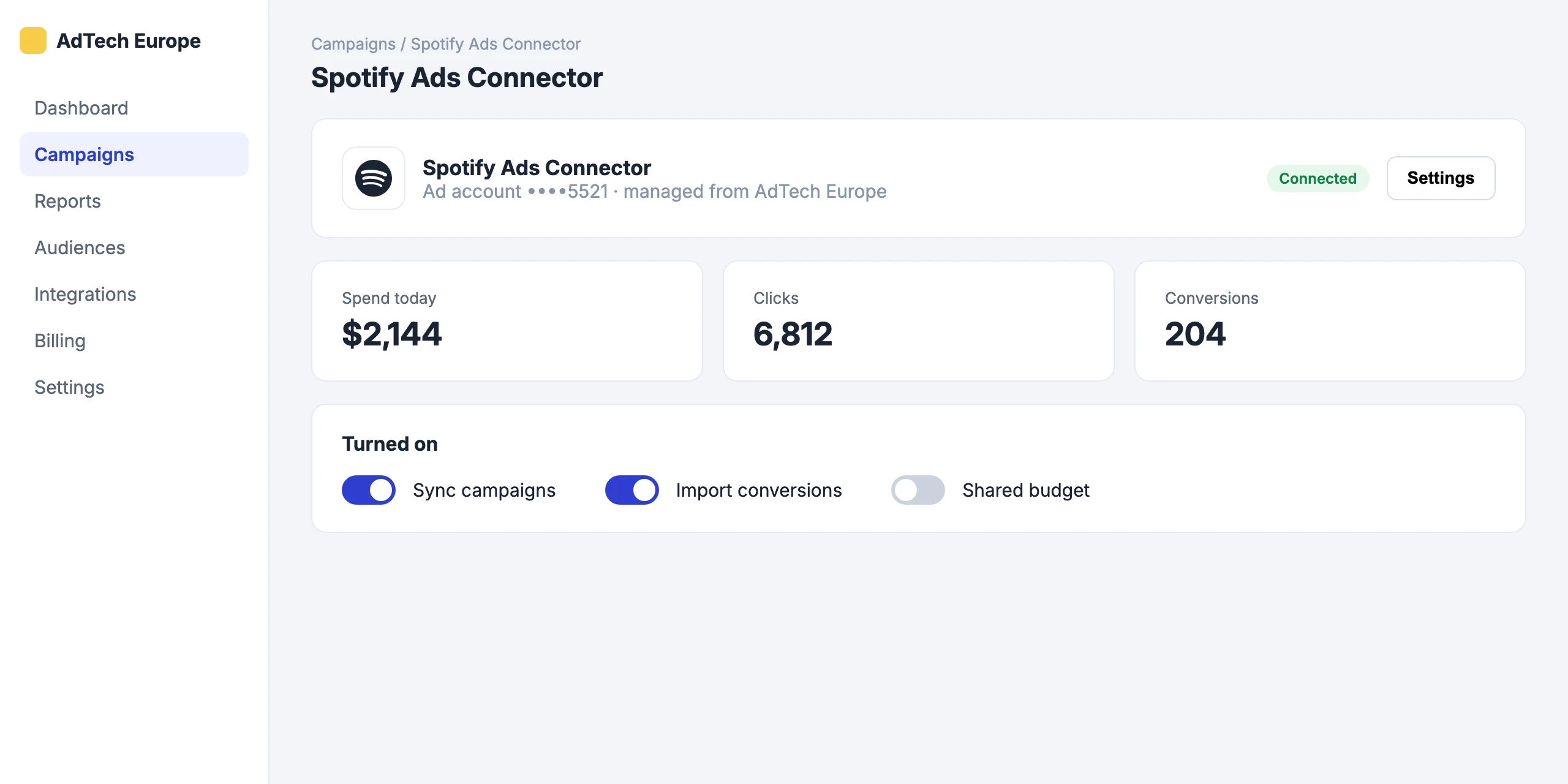 Spotify Ads Connector: Run Spotify Ads Connector from one dashboard