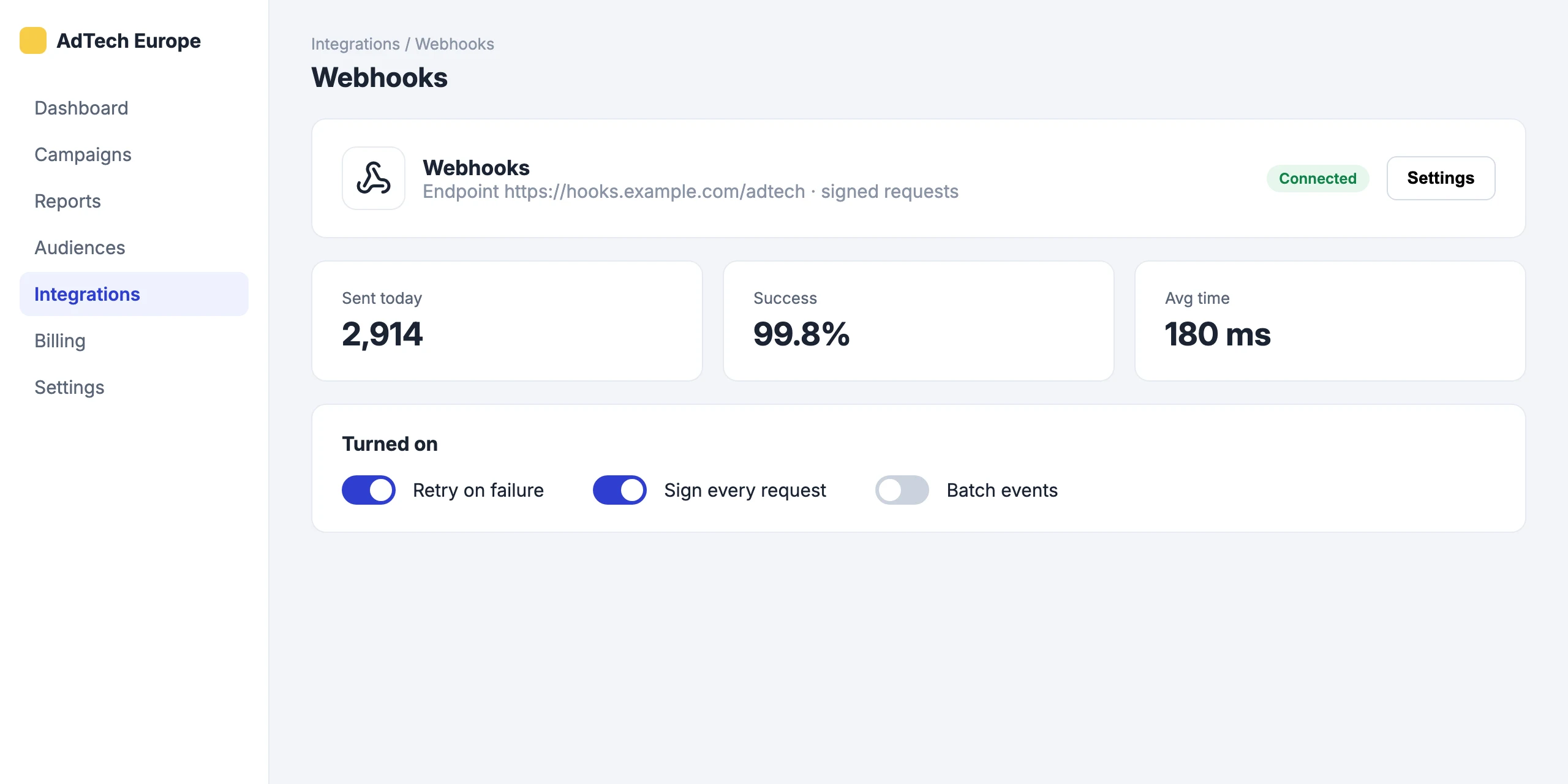 Webhooks: Connect Webhooks to your account