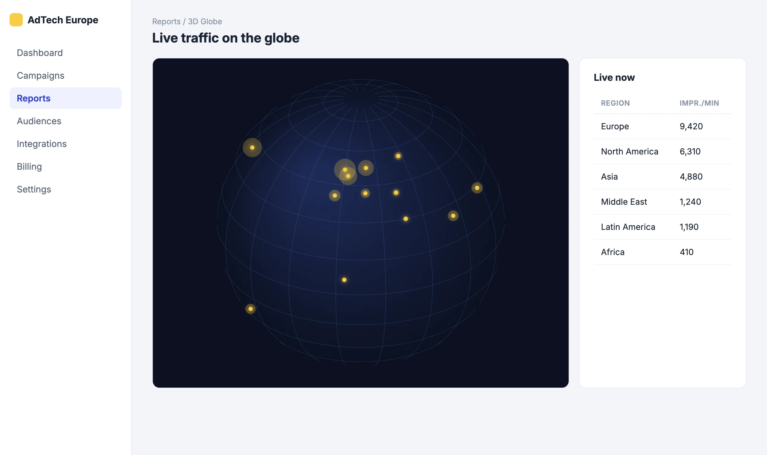 City Map & 3D Globe: Live traffic on a 3D globe