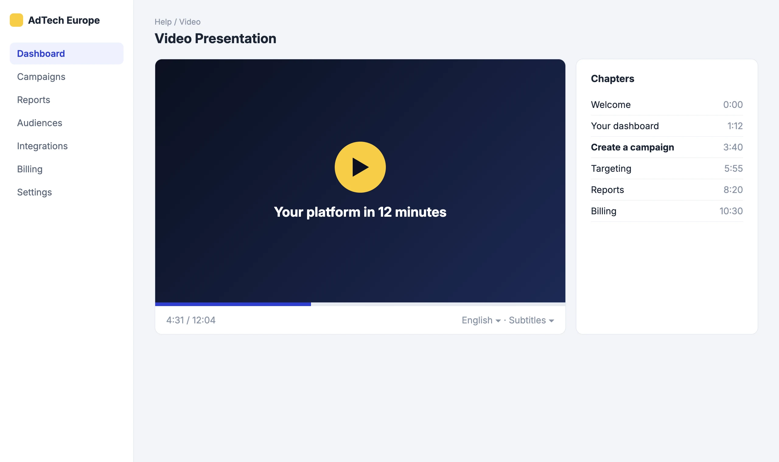 Video Presentation: A guided video tour with chapters