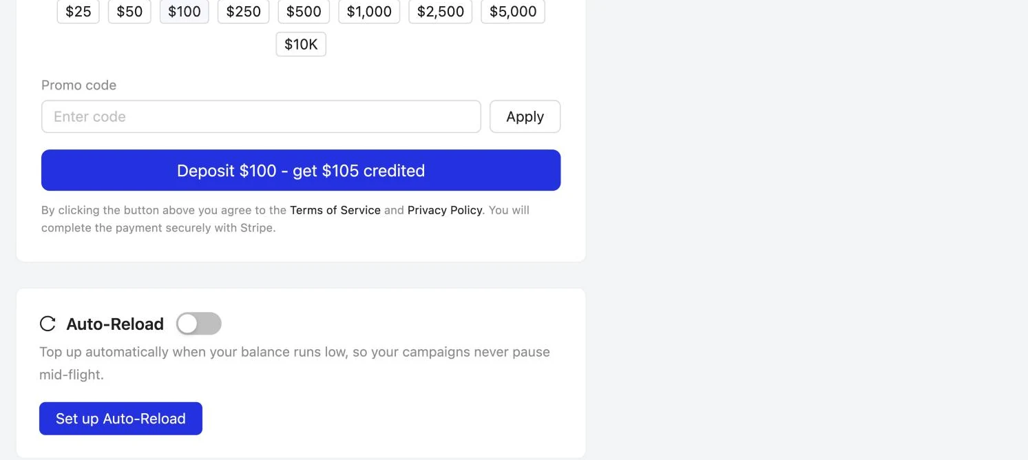 Stripe: Auto-reload with a saved card