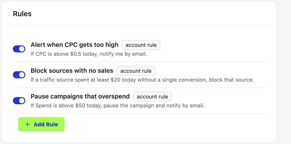 Automations Engine: Rules also show inside each campaign