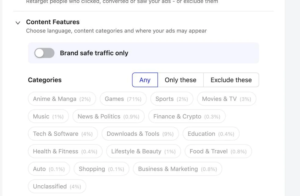 Contextual AI Targeting: Target or exclude content categories