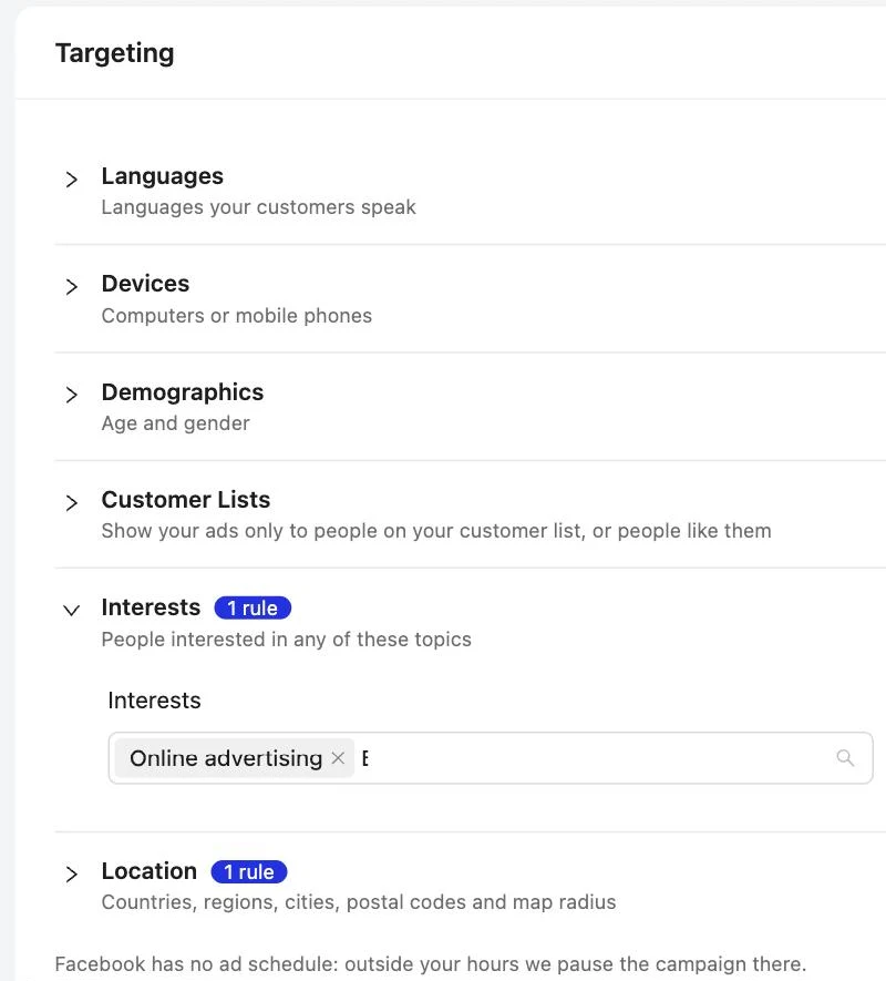 Meta Connector: Interests, demographics, devices and location