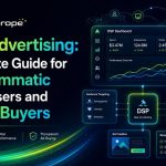 AdTech Europe feature image showing a DSP marketing dashboard, programmatic buying flow, audience targeting, ad inventory, creatives, and performance results.