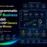 AdTech Europe feature image showing a Programmatic DSP business model with revenue dashboards, margin control, data integrations, and scalable programmatic growth.