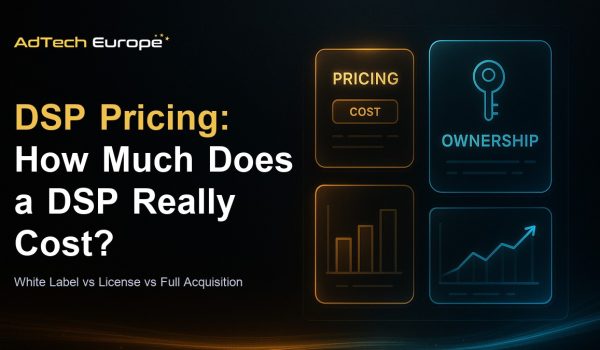How much does a DSP cost feature image comparing white label DSP, DSP license, and full source-code DSP acquisition pricing models.