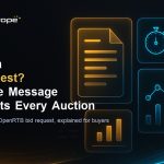 What is a bid request feature image showing an OpenRTB bid request travelling from a publisher's ad slot to a DSP dashboard.